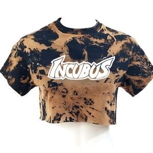 INCUBUS Acid Washed, Distressed Cropped Crop Top (Band Tee) Rock Tee Rap Tee y2k